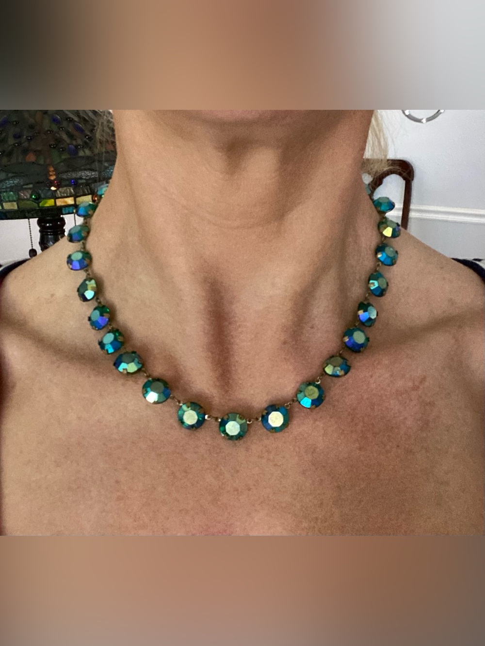 Vintage Green Glass Riviera Necklace